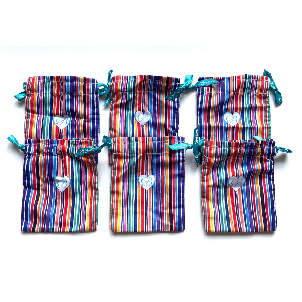 Brighton Jewelry Pouches Rainbow Stripe Set of 6 Like New Rainbow Necklace ring